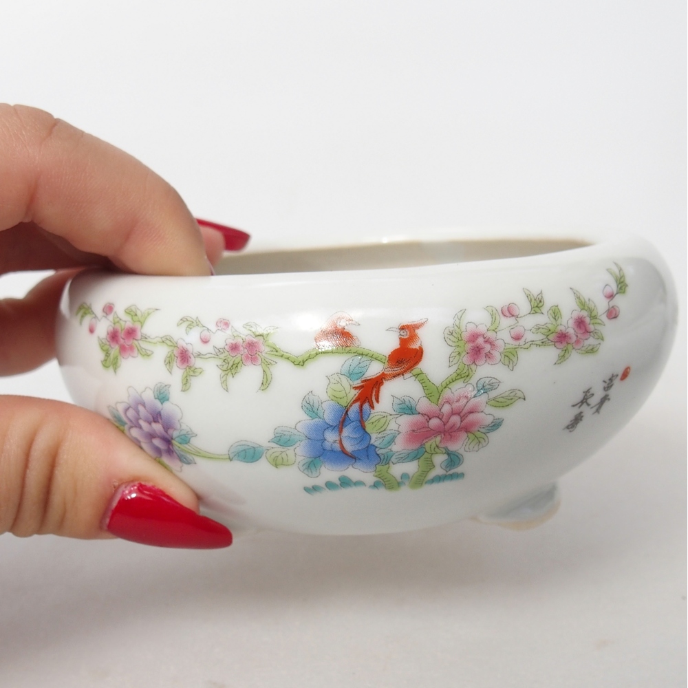 Bonsaischale aus Keramik 10 x 10 x 5 cm, Farbe weiß