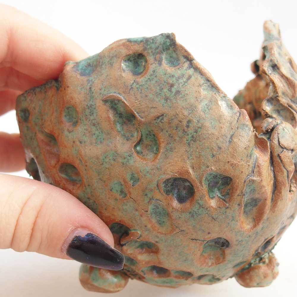 Keramikschale 10 x 9,5 x 9,5 cm , Farbe braun-grün