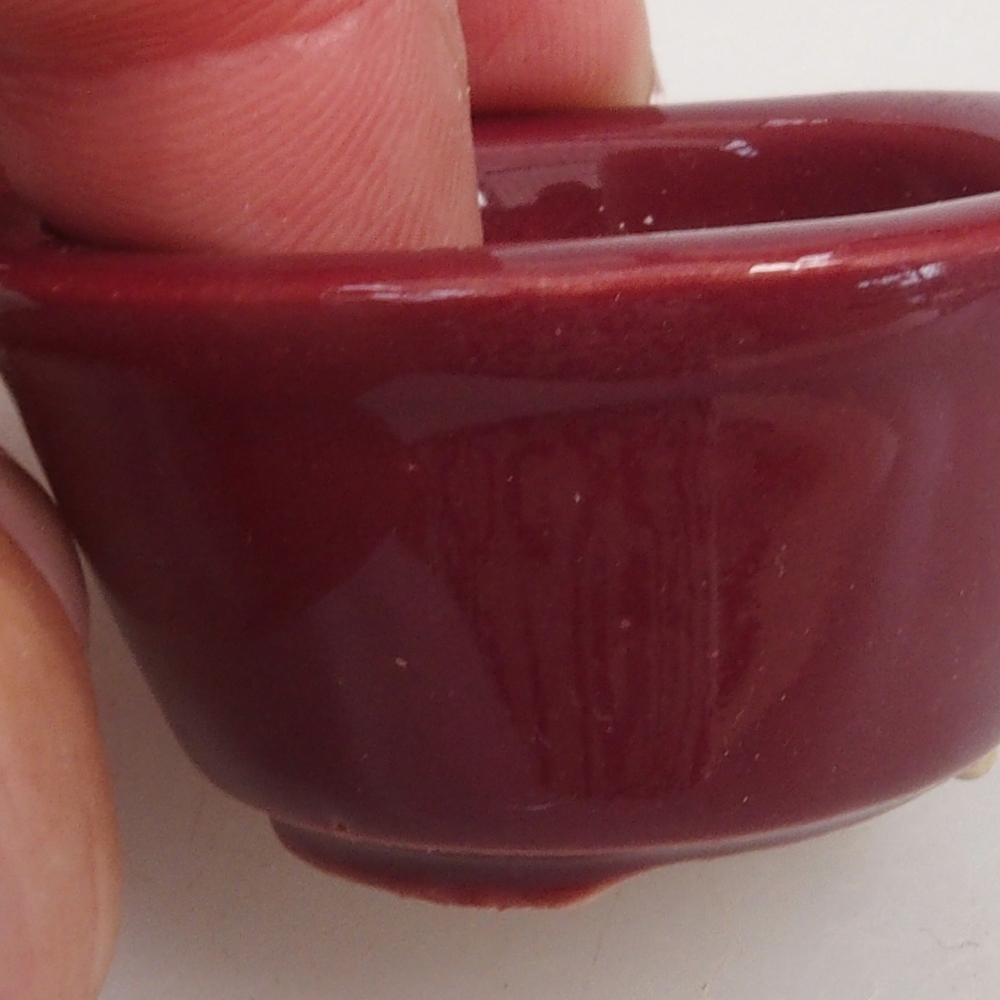Mini-Bonsaischale 4 x 4 x 2 cm, bordeauxrot