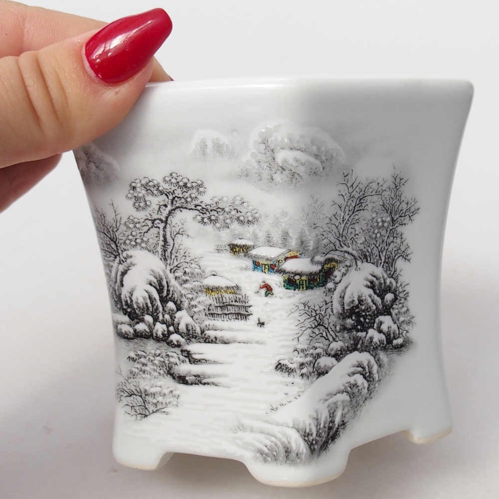 Bonsaischale aus Keramik 10,5 x 9,5 x 9 cm, Farbe weiß