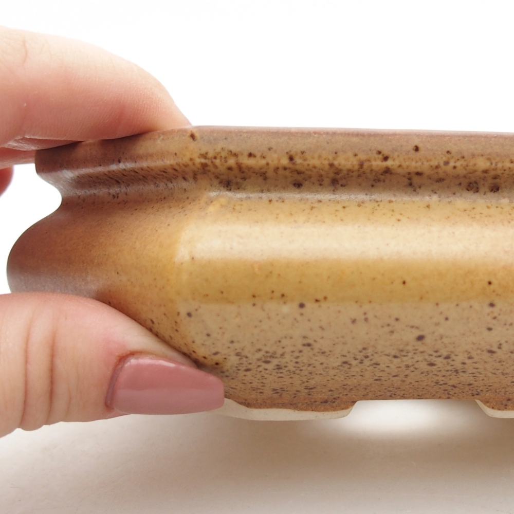 Bonsaischale aus Keramik 13,5 x 13,5 x 4,5 cm, braun