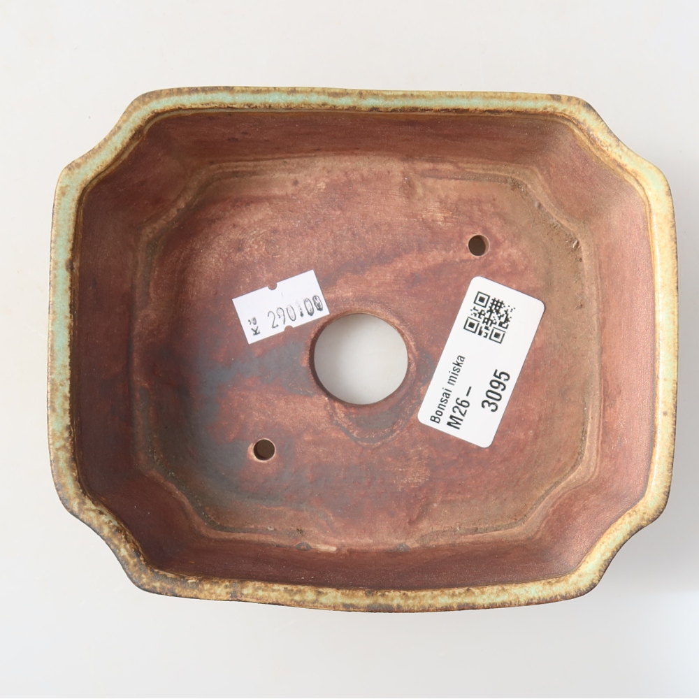 Keramik-Bonsai-Schale, 14 x 11,5 x 4,5 cm, Farbe: grün
