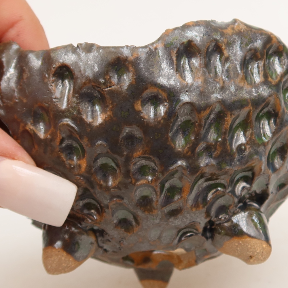 Keramikschale  10 x 9,5 x 6 cm, Farbe: braun-grün