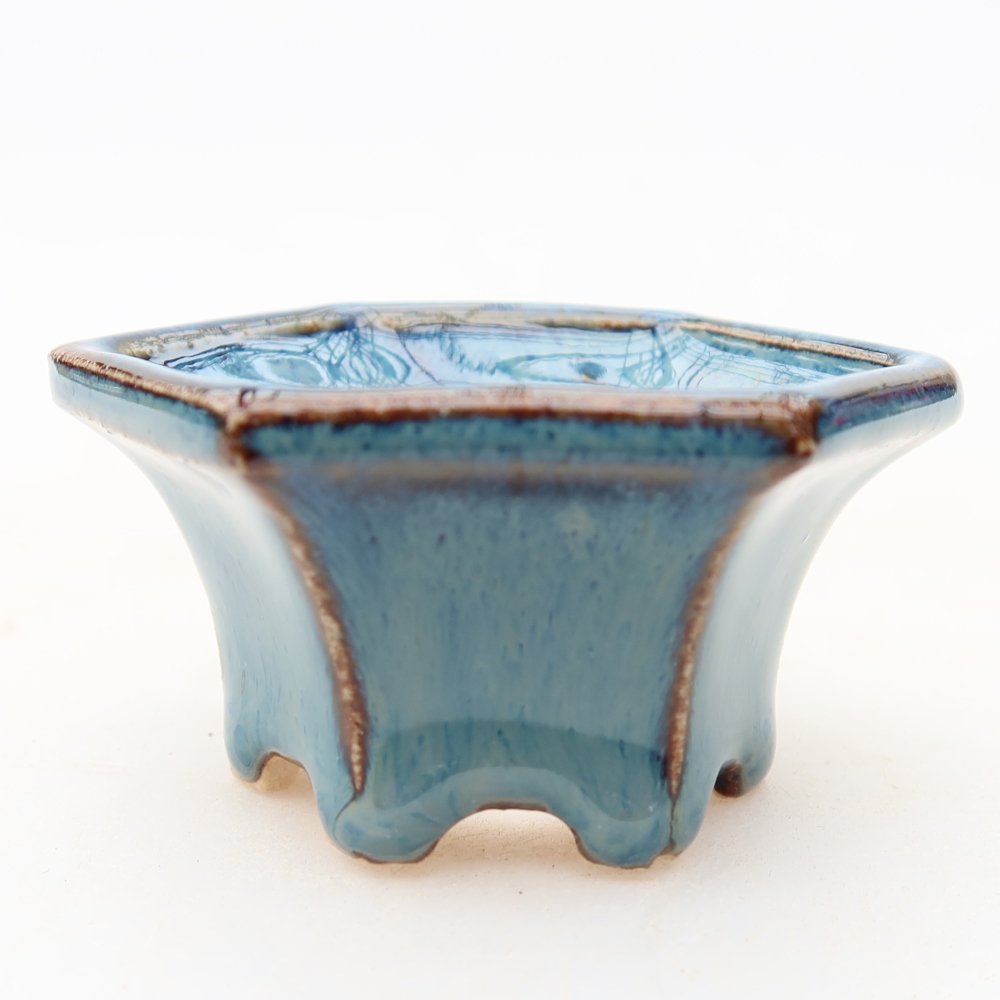 Keramik-Bonsai-Schale 5,5 × 5 × 3 cm, Farbe: blau