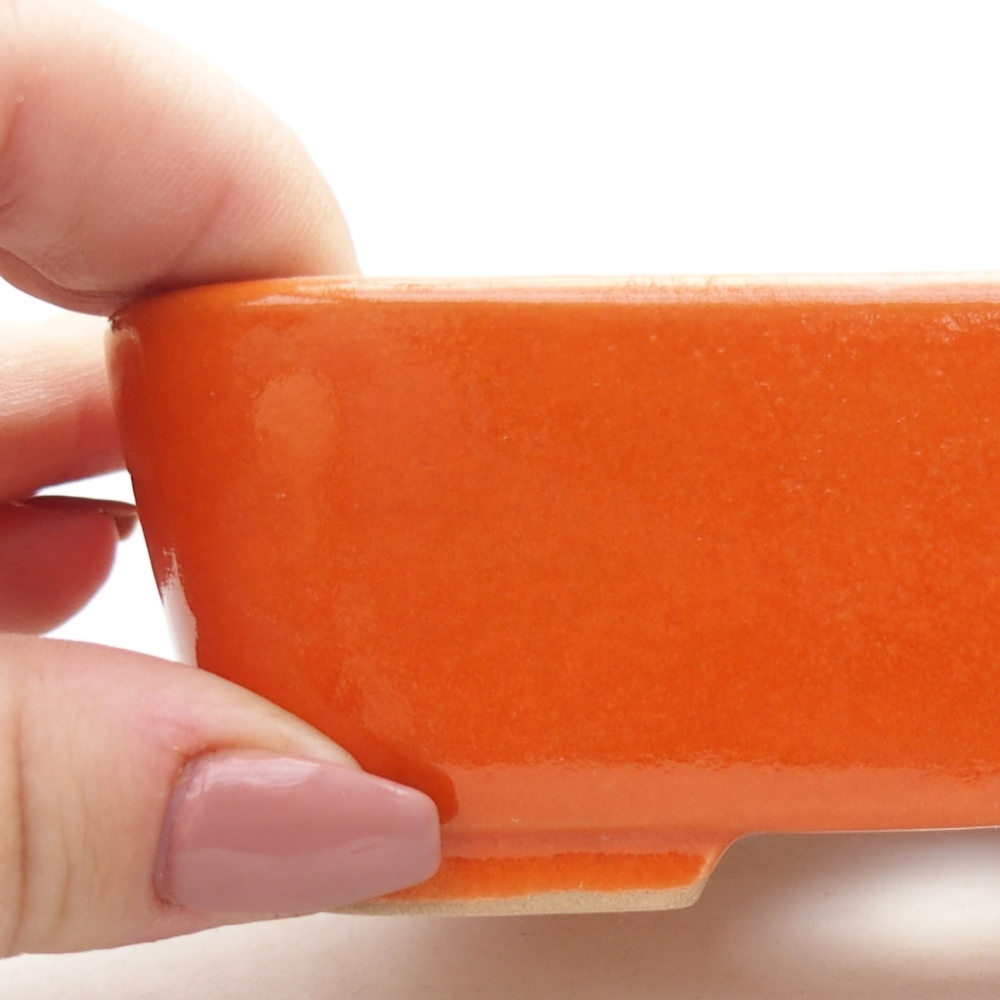 Bonsaischale aus Keramik 12,5 x 9 x 3,5 cm, orange