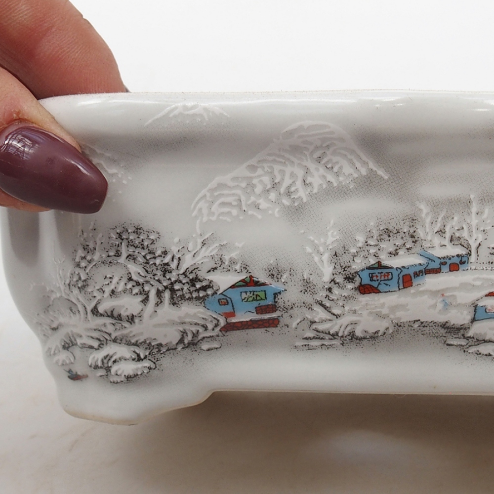 Bonsaischale aus Keramik 15 x 11 x 5 cm, Farbe weiß