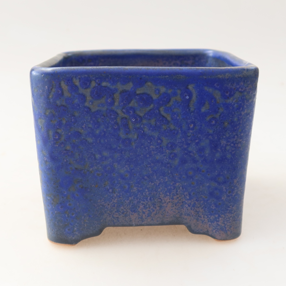 Bonsaischale aus Keramik 10 x 10 x 8 cm, Farbe blau
