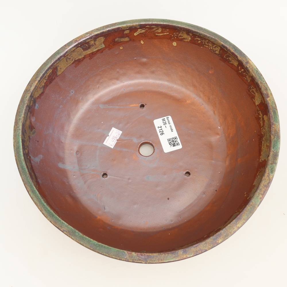 Keramik-Bonsai-Schale, 24,5 × 24,5 × 7,5 cm, Farbe: braun-grün