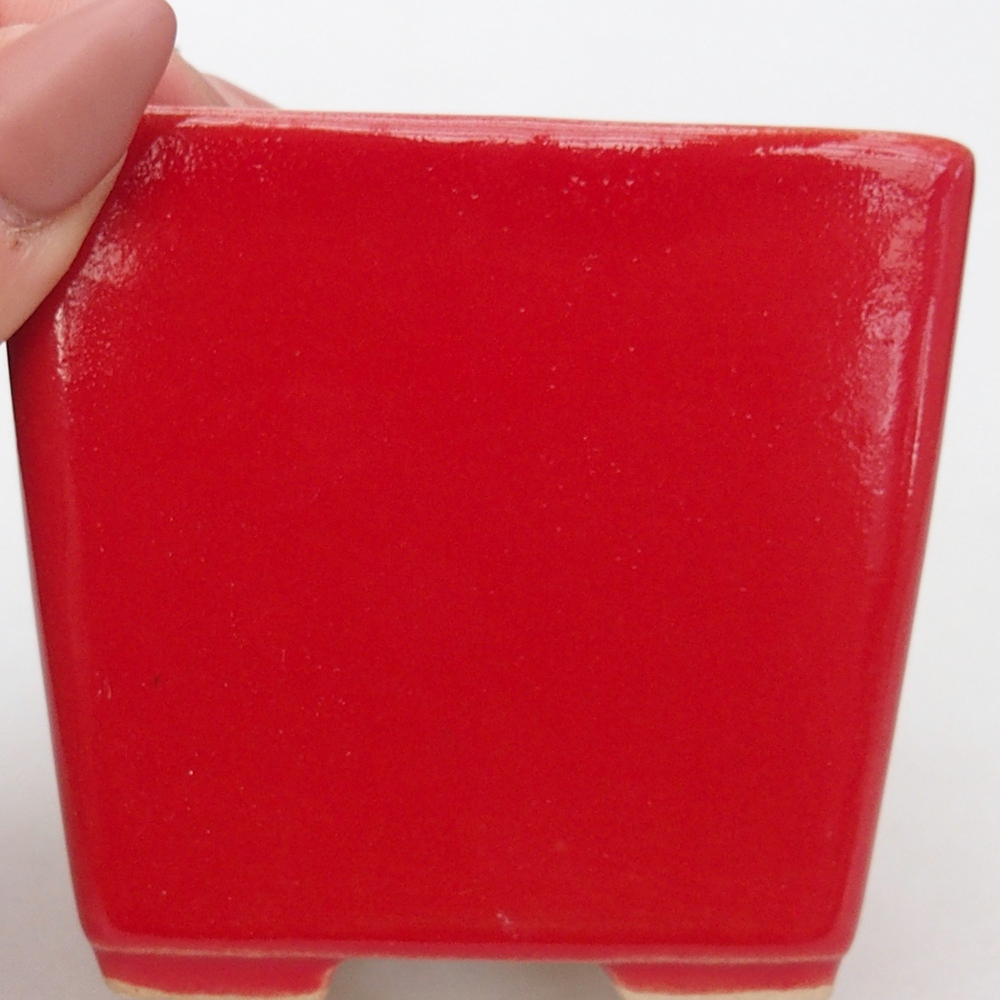 Bonsaischale aus Keramik 7,5 x 7,5 x 7 cm, Farbe rot