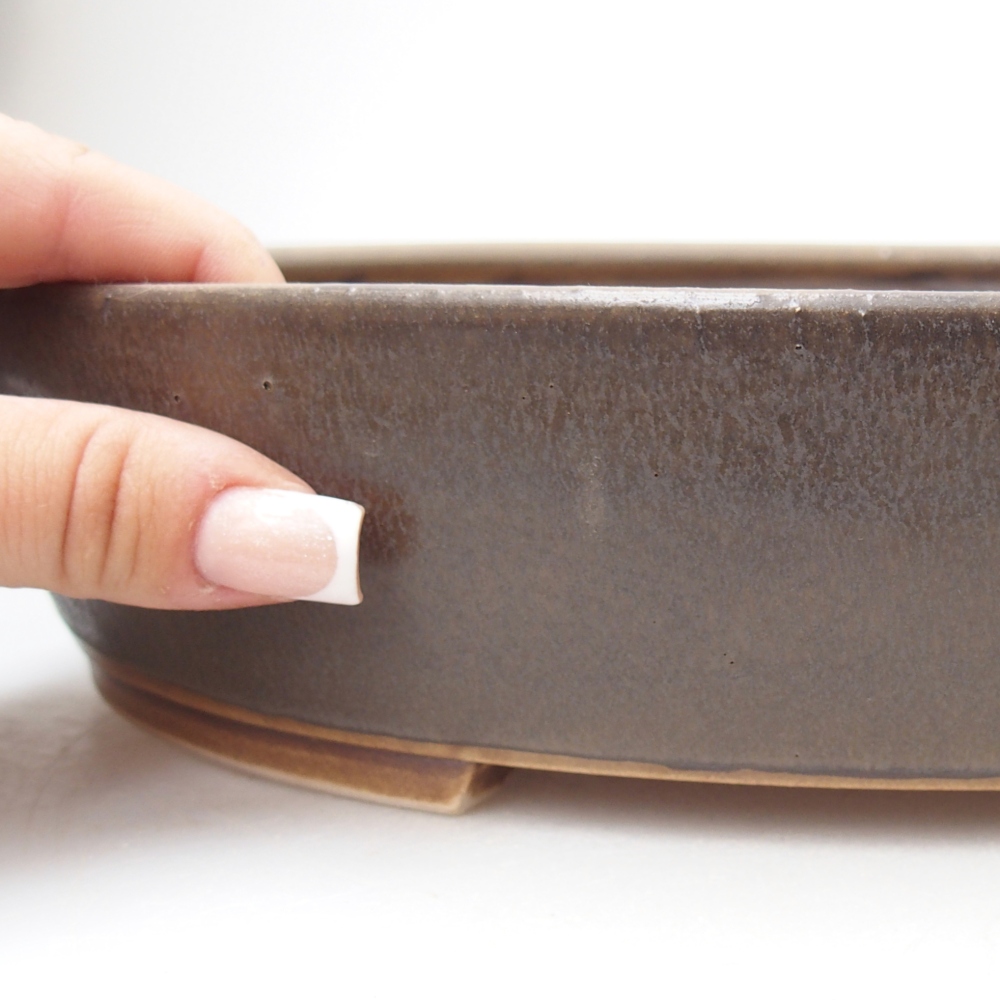 Bonsaischale aus Keramik 31,5 x 27,5 x 6 cm, braun