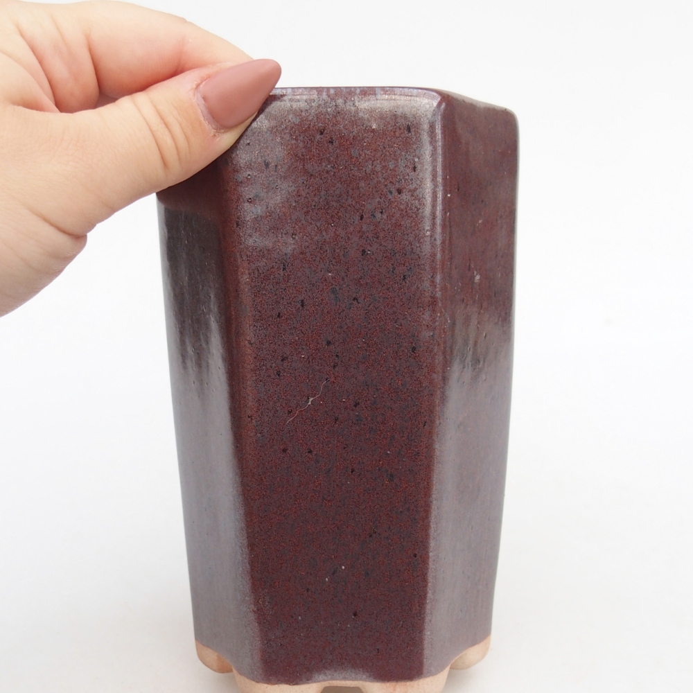 Bonsaischale aus Keramik 10 x 8,5 x 14,5 cm, bordeauxrot