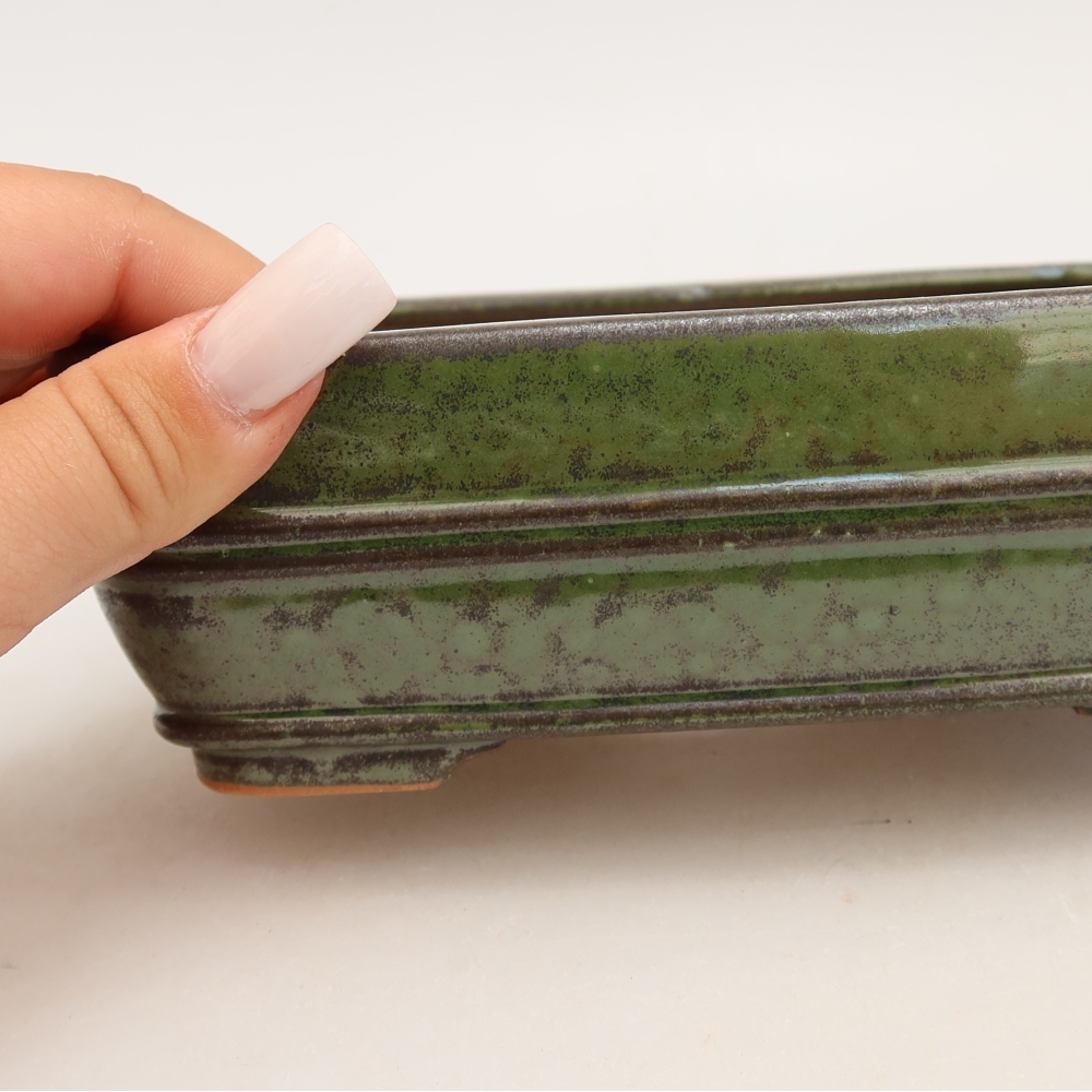 Keramik-Bonsai-Schale, 17 x 12,5 x 5,5 cm, Farbe: grün