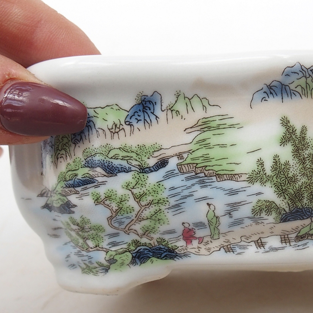 Bonsaischale aus Keramik 15 x 11 x 5 cm, Farbe weiß