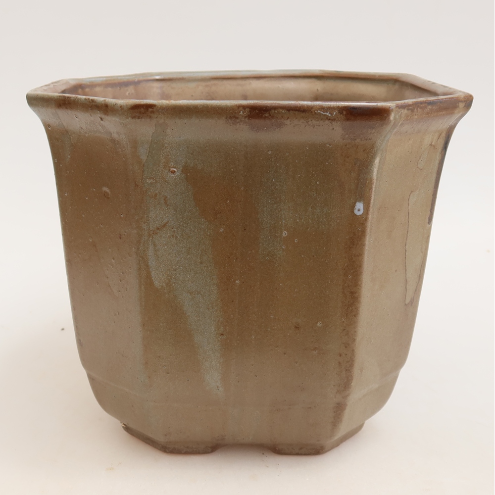 Keramik-Bonsai-Schale 17,5 x 17,5 x 15,5 cm, Farbe: braun-blau