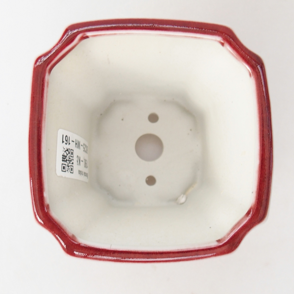 Bonsaischale aus Keramik 10 x 10 x 7 cm, Farbe rot