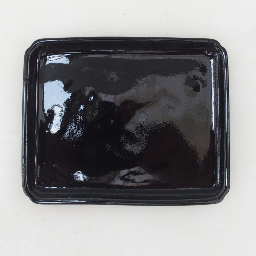 Rechteckige Bonsaischale D5-M - 12,5 x 10,5 x 1 cm - schwarz
