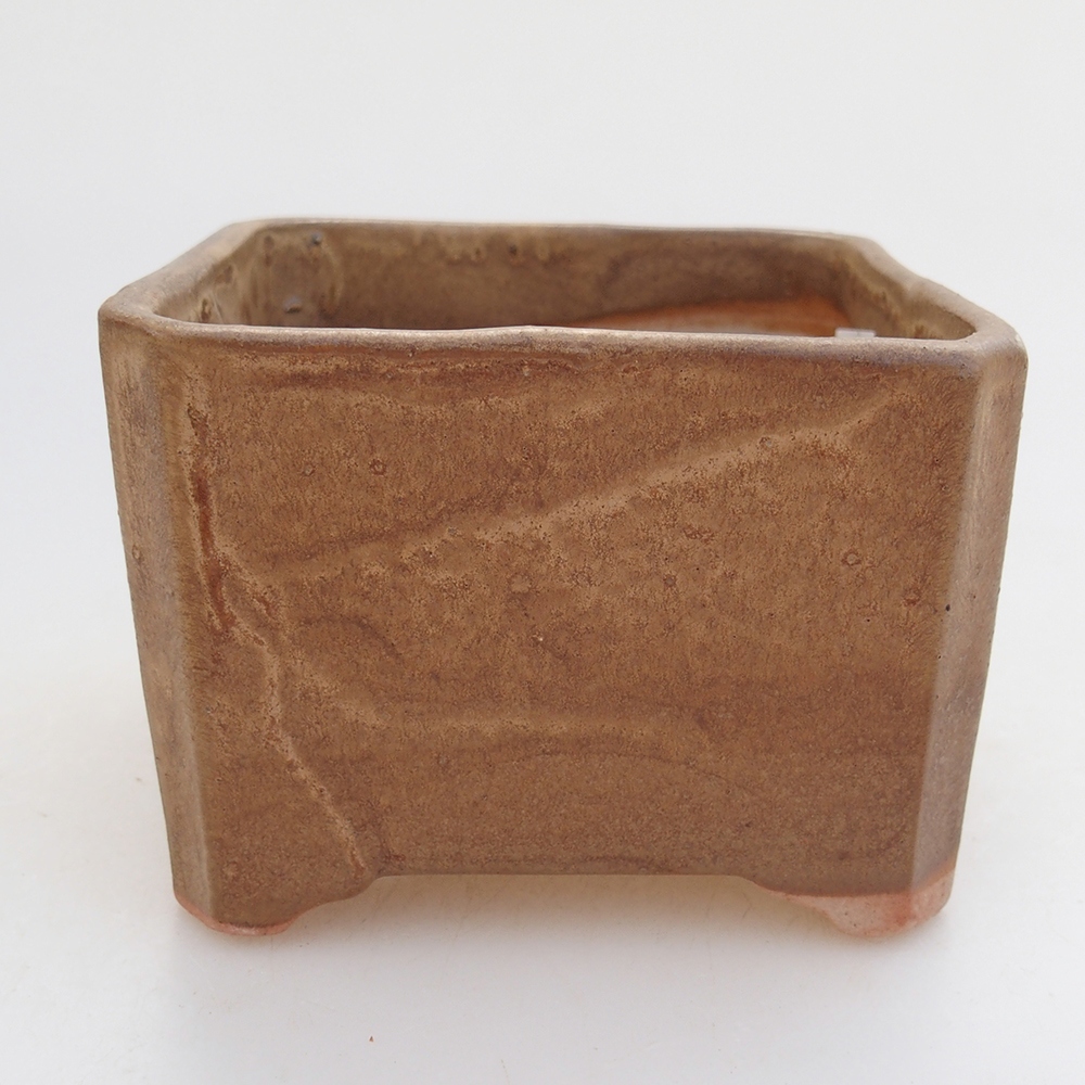 Bonsaischale aus Keramik 9 x 9 x 7 cm, Farbe beige