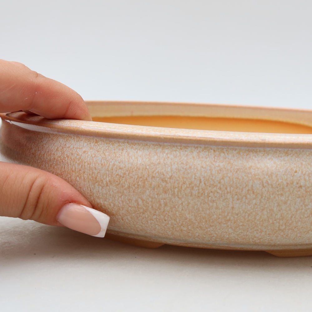 Keramik-Bonsai-Schale, 26,5 x 26,5 x 5,5 cm, Farbe: Beige