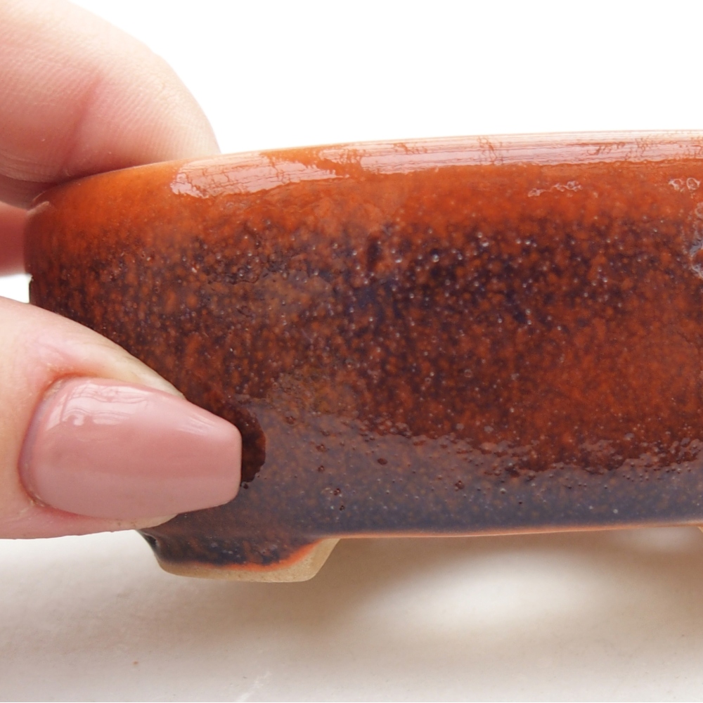 Bonsaischale aus Keramik 9 x 7,5 x 3,5 cm, orange