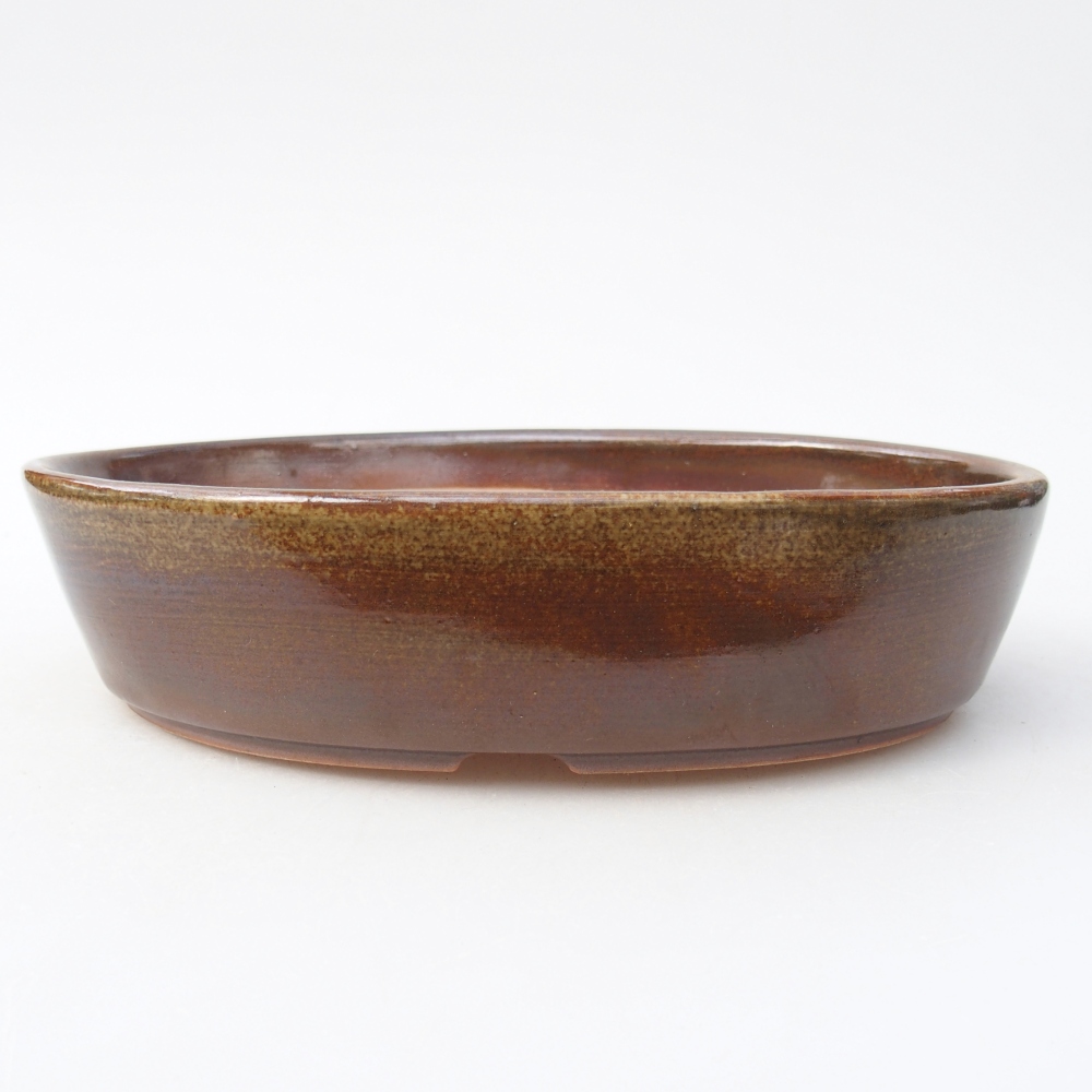 Bonsaischale aus Keramik 18,5 x 13,5 x 4,5 cm, braun