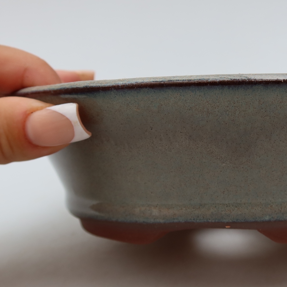 Bonsaischale aus Keramik 17,5 x 17,5 x 5 cm, grau