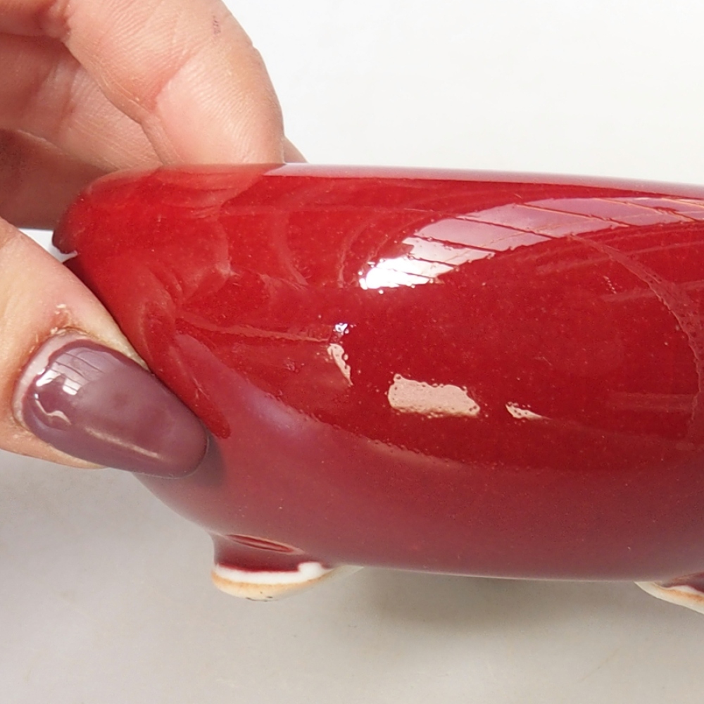 Bonsaischale aus Keramik 10,5 x 10,5 x 4,5 cm, Farbe rot