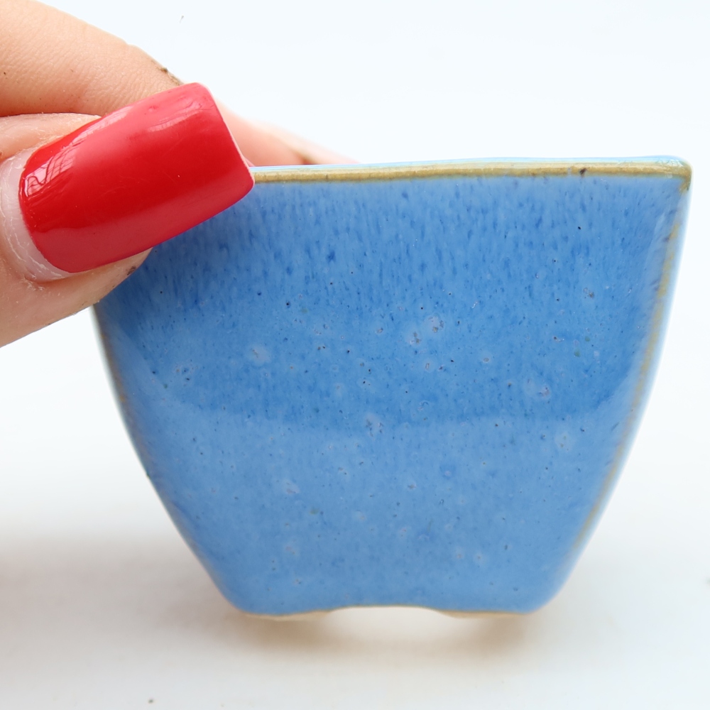 Bonsaischale aus Keramik 5,5 x 5,5 x 4,5 cm, Farbe blau