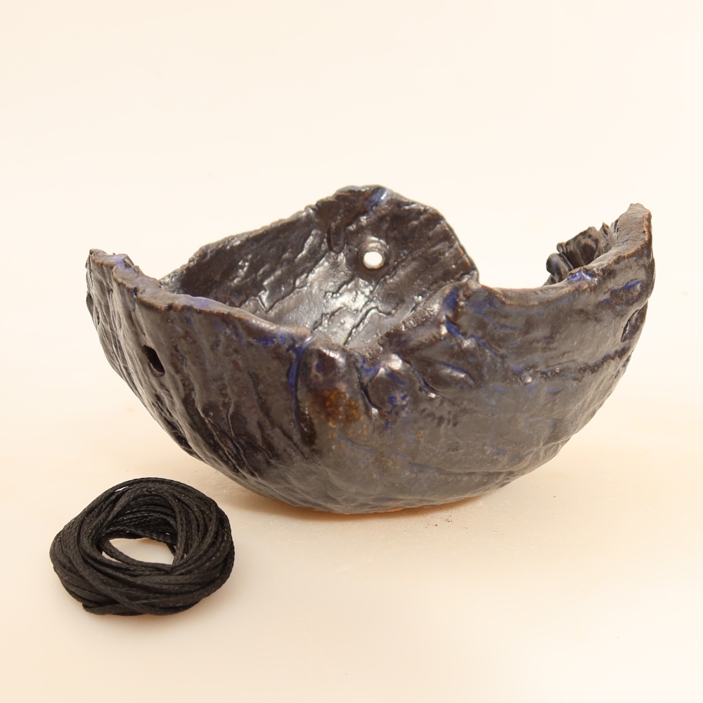 Keramikschale für Kokedama, 12,5 x 12 x 7 cm, Farbe: Blau