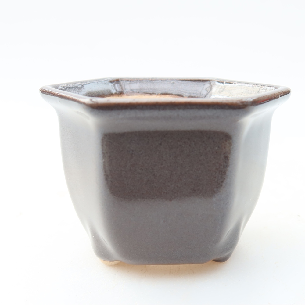 Keramik-Bonsai-Schale, 7 × 6,5 × 5 cm, Farbe: grau