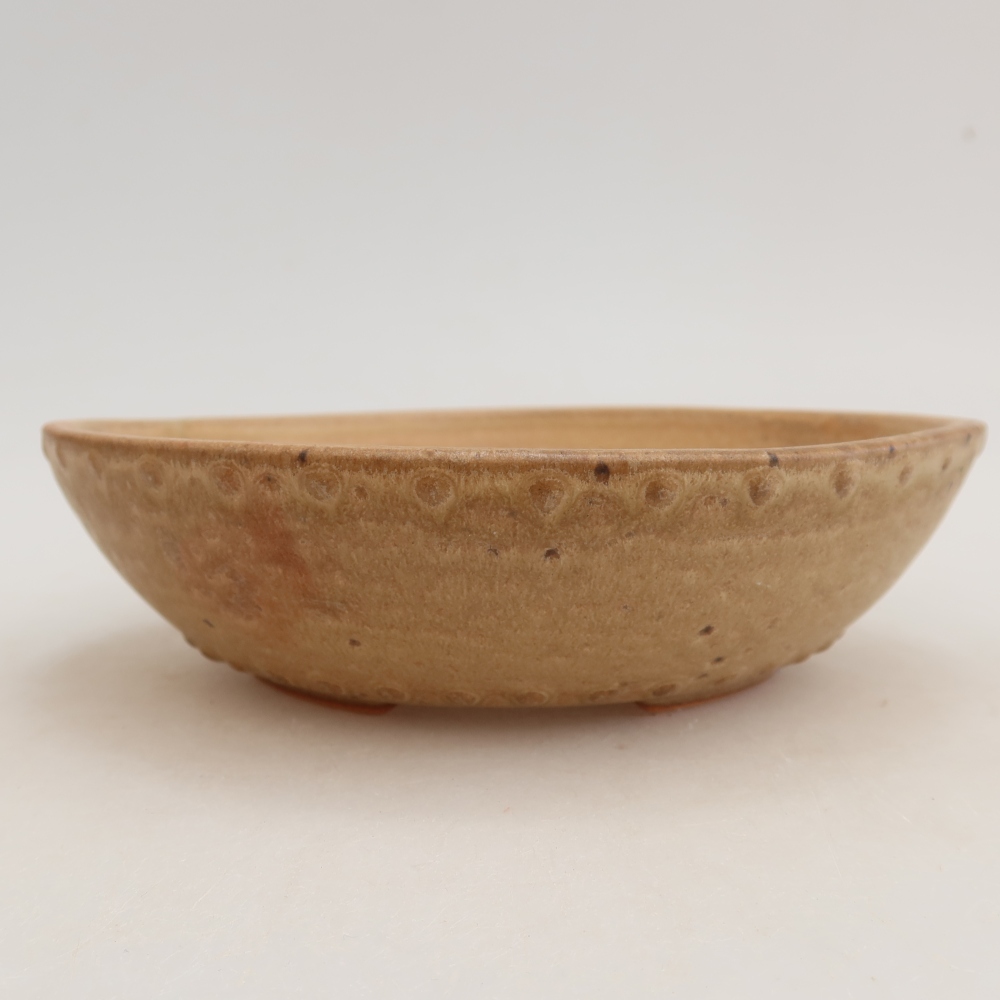 Keramik-Bonsai-Schale, 17,5 x 17,5 x 4,5 cm, Farbe: Beige