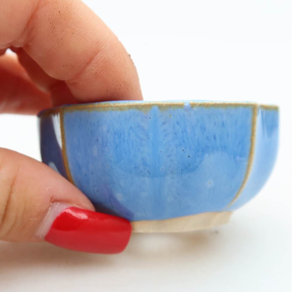Keramik-Bonsai-Schale, 5,5 x 5,5 x 3 cm, Farbe: Blau