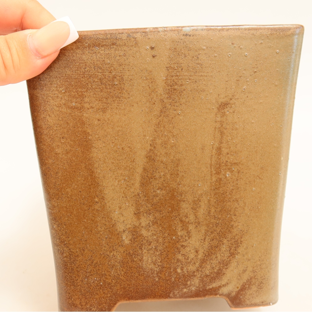 Bonsaischale aus Keramik 13 x 13 x 13,5 cm, braun