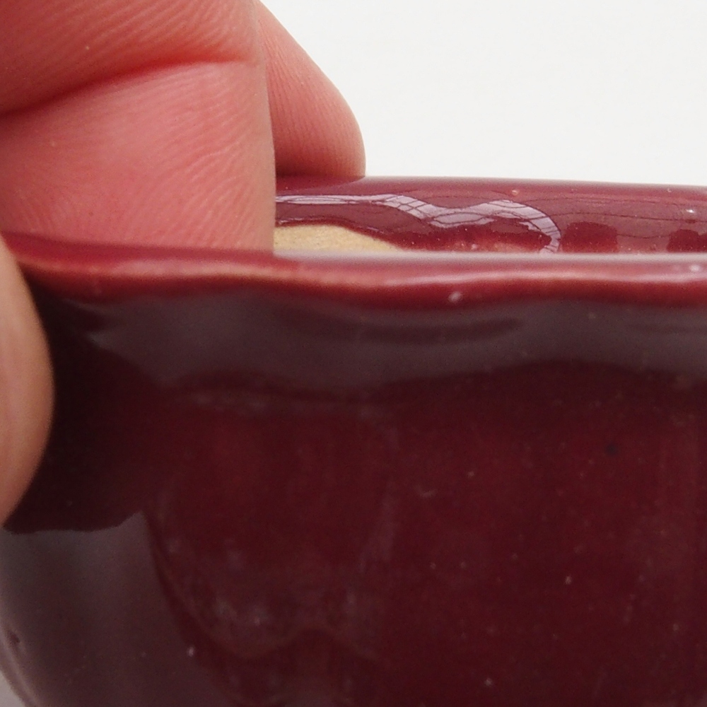 Mini-Bonsaischale 6,5 x 6,5 x 3,5 cm, bordeauxrot