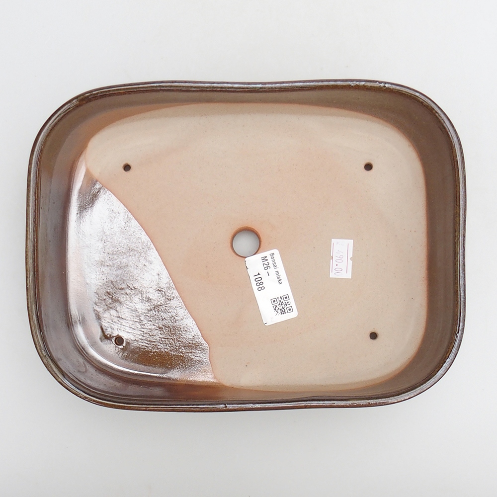 Bonsaischale aus Keramik 23 x 18,5 x 5,5 cm, Farbe braun-grün