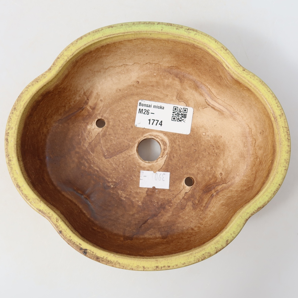 Keramik-Bonsai-Schale 17,5 x 15,5 x 5,5 cm, Farbe: Gelb
