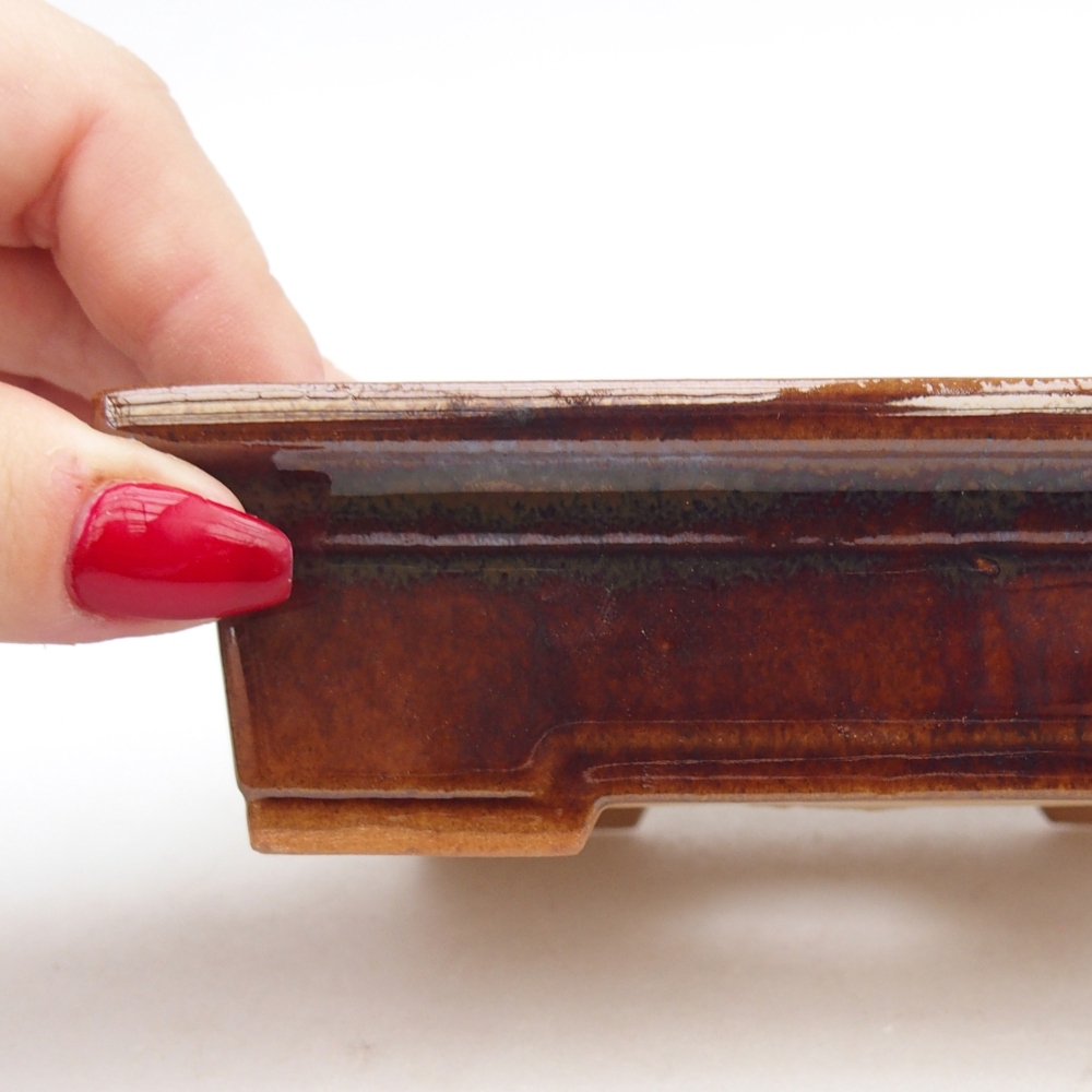 Bonsaischale aus Keramik 13 x 10 x 4 cm, braun