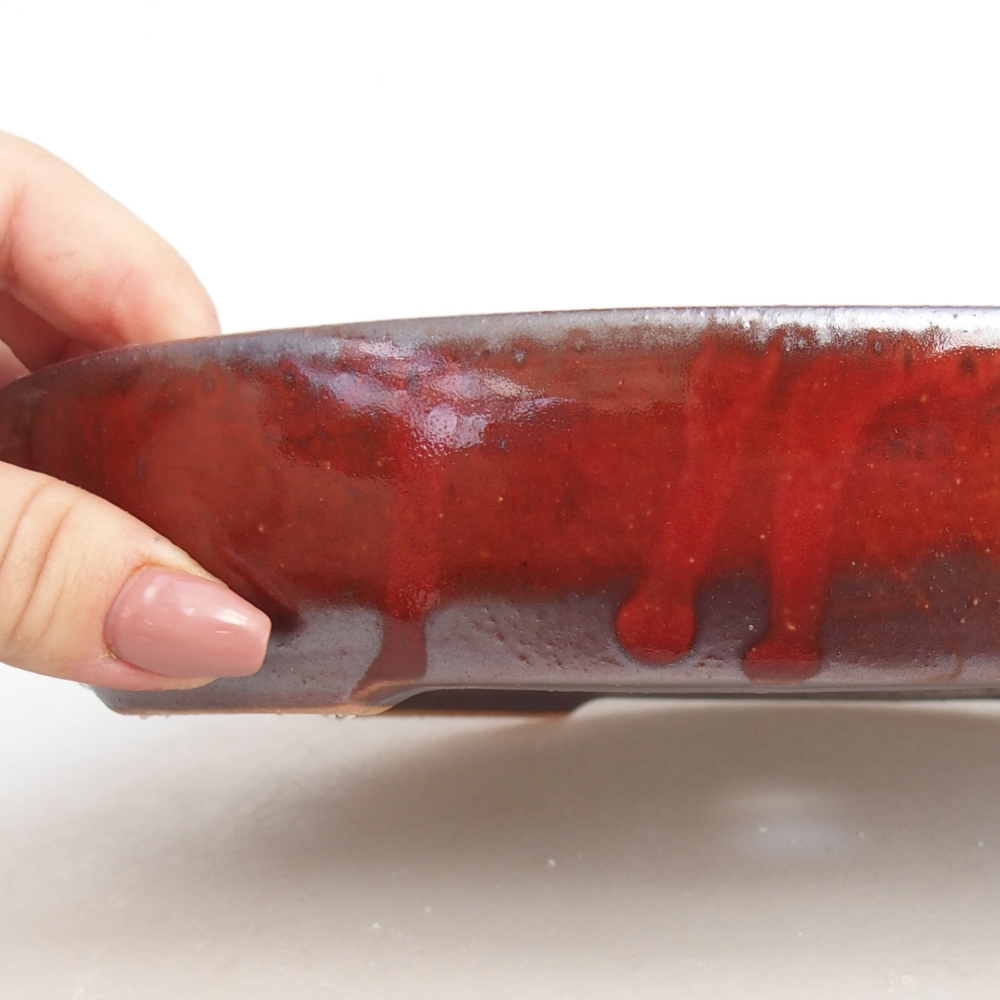 Bonsaischale aus Keramik 22 x 17 x 4 cm, Farbe rot