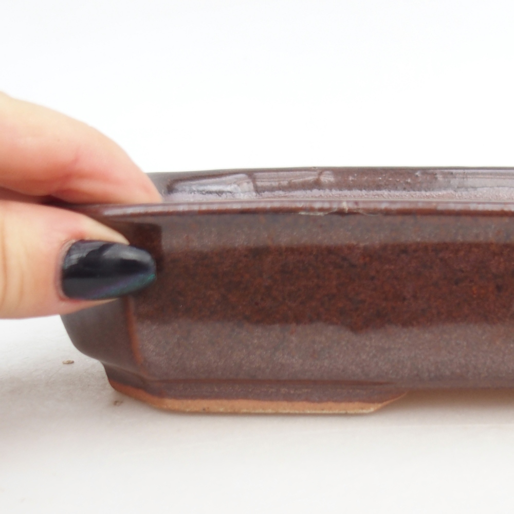 Bonsaischale aus Keramik 18,5 x 13,5 x 4,5 cm, braun