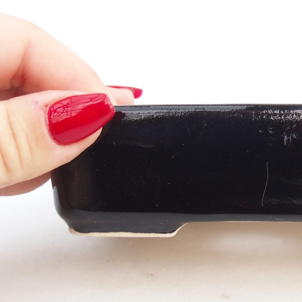 Bonsaischale aus Keramik 12,5 x 9,5 x 3,5 cm, schwarz