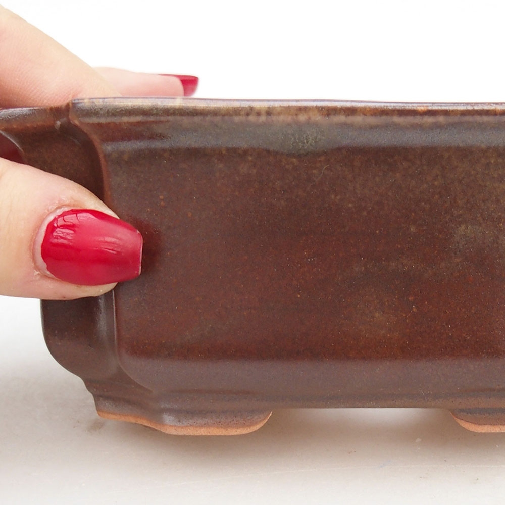 Bonsaischale aus Keramik 12,5 x 9 x 5,5 cm, braun