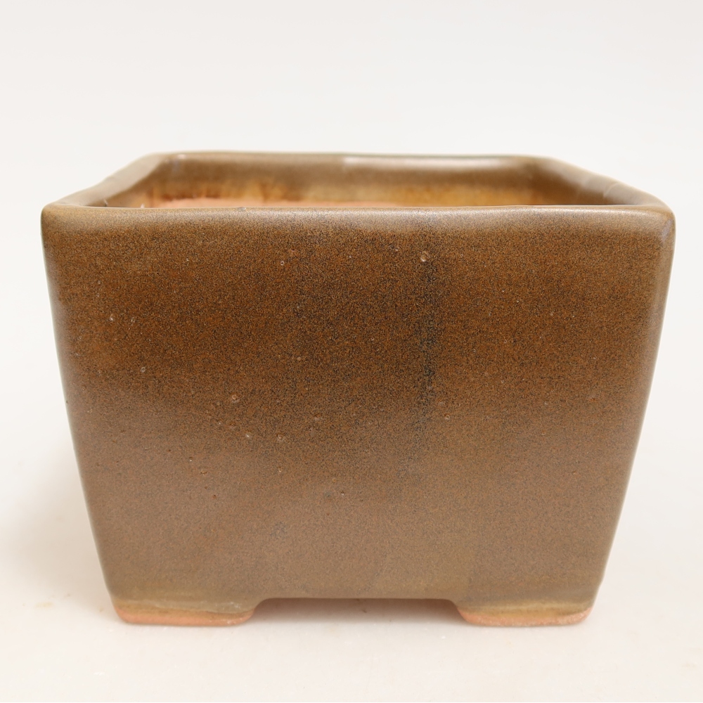 Bonsaischale aus Keramik 11 x 11 x 8,5 cm, braun