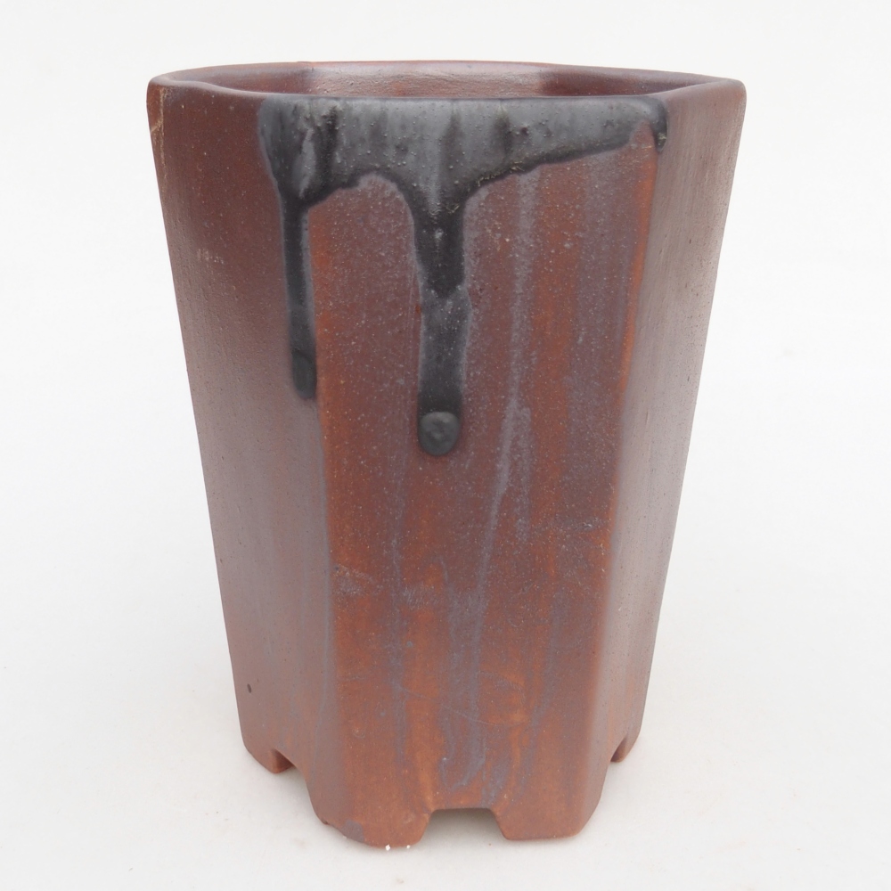 Bonsaischale aus Keramik 12,5 x 11,5 x 16,5 cm, metallfarben