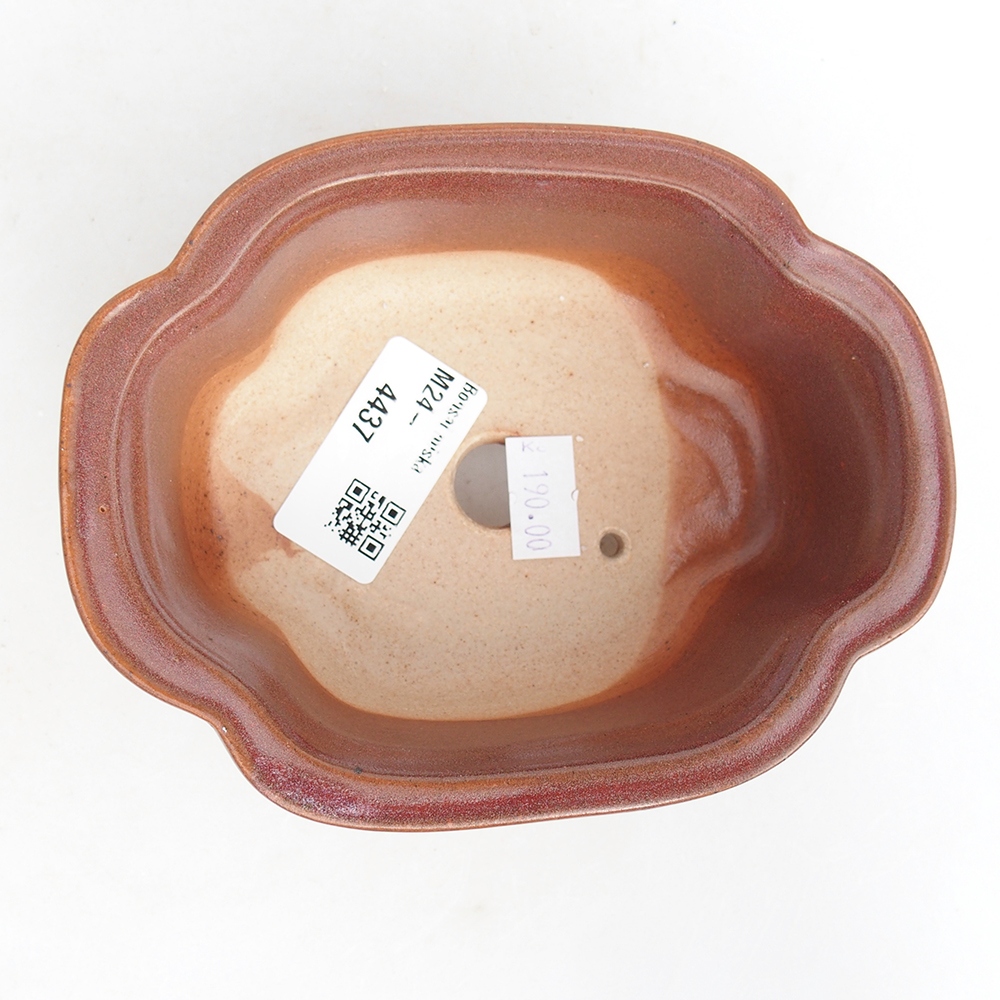 Bonsaischale aus Keramik 13 x 10,5 x 5,5 cm, bordeauxrot