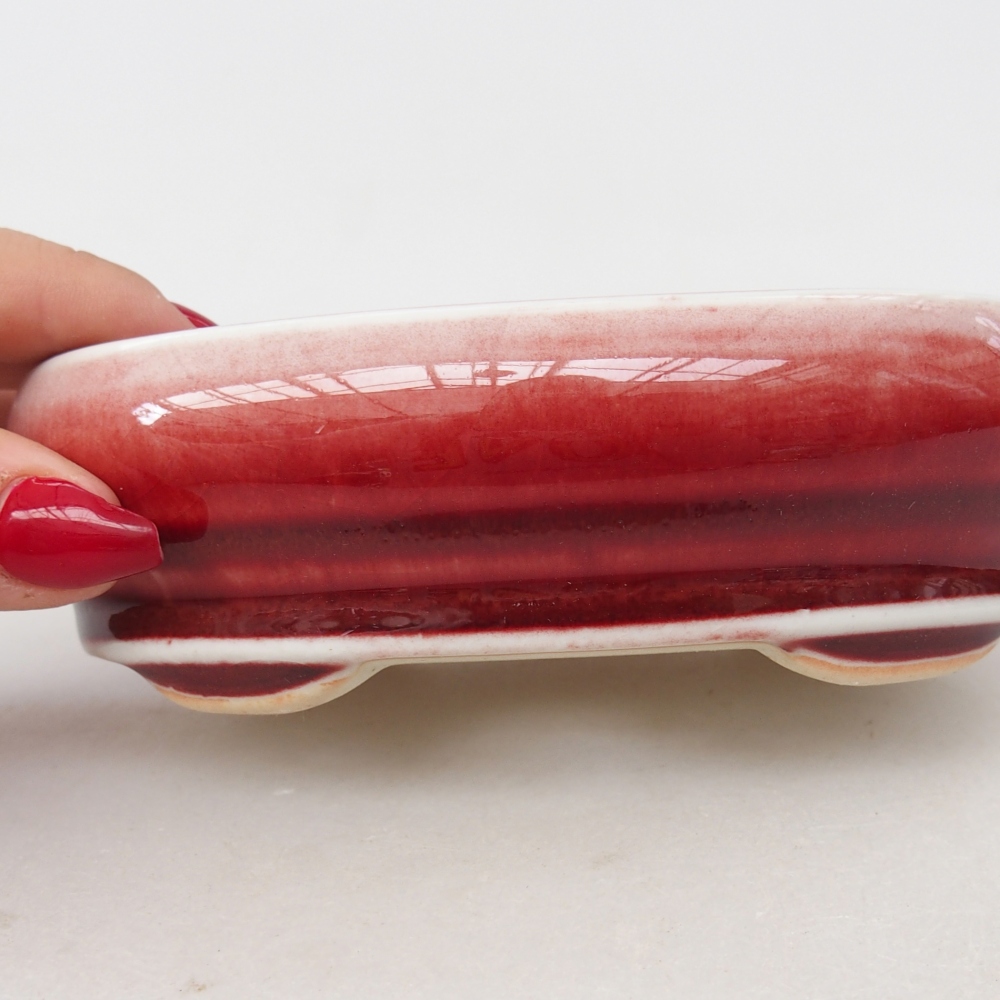 Bonsaischale aus Keramik 13 x 8,5 x 4 cm, Farbe rot