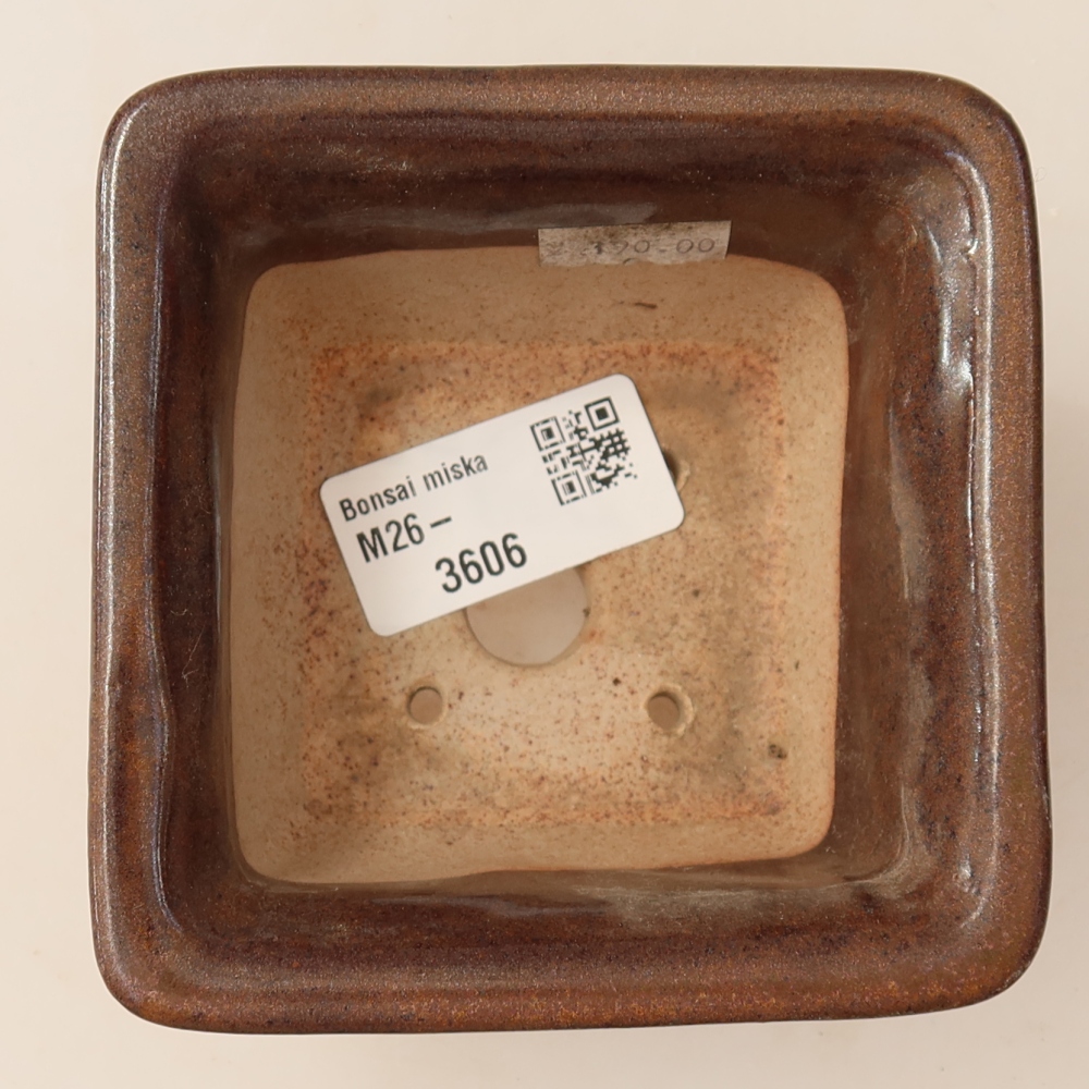 Keramik-Bonsai-Schale, 9,5 x 9,5 x 5,5 cm, Farbe: braun