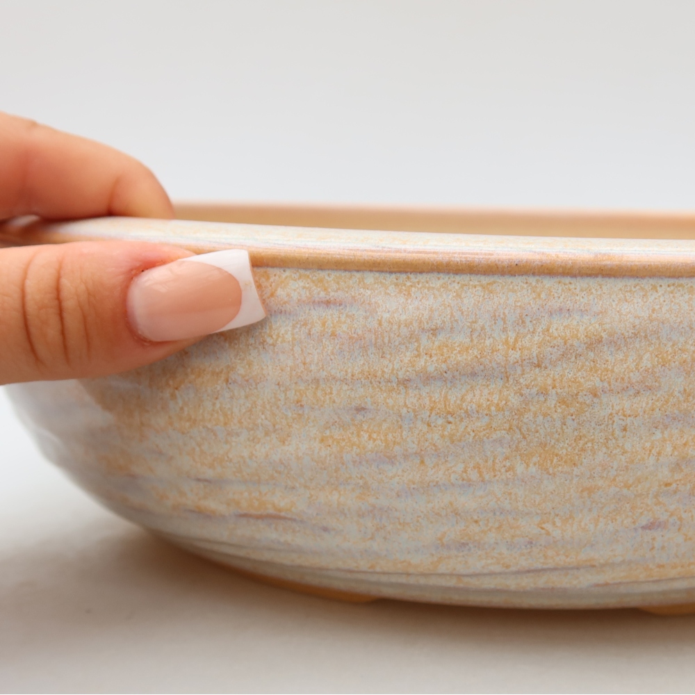 Bonsaischale aus Keramik 26,5 x 26,5 x 7,5 cm, Farbe beige
