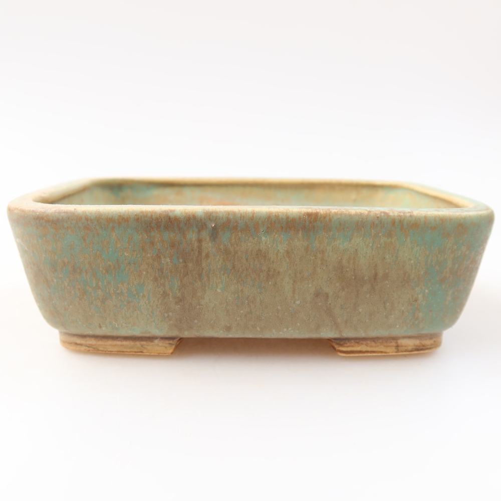 Keramik-Bonsai-Schale, 14 x 11,5 x 4,5 cm, Farbe: grün