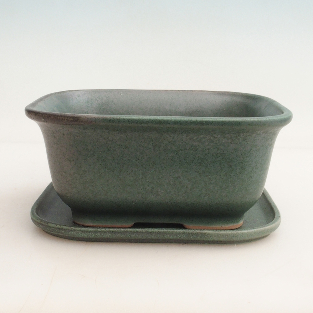 Bonsaischale + Untertasse H36 - 17 x 15 x 7,5 cm - grün