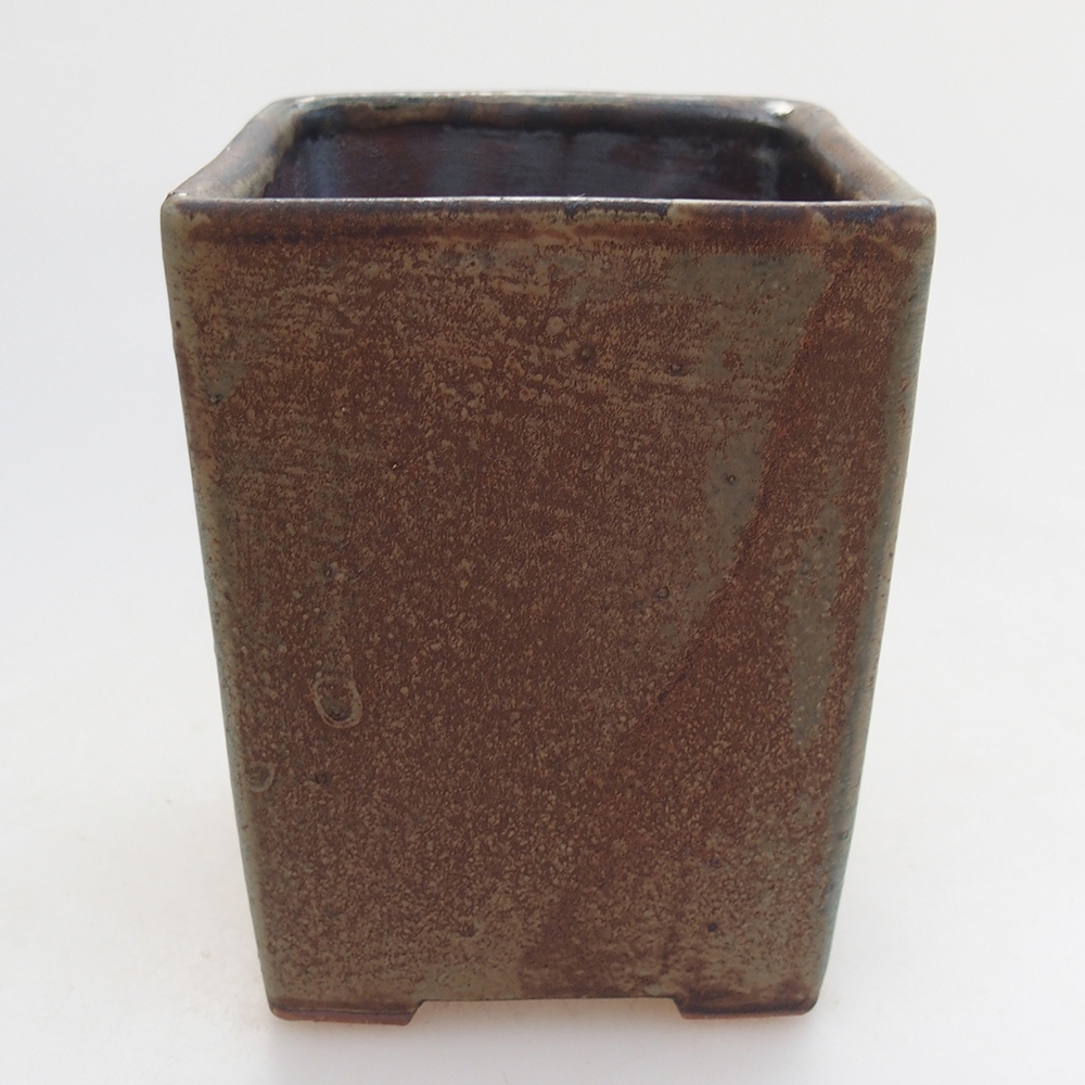 Bonsaischale aus Keramik 7 x 7 x 9,5 cm, Farbe blau-braun