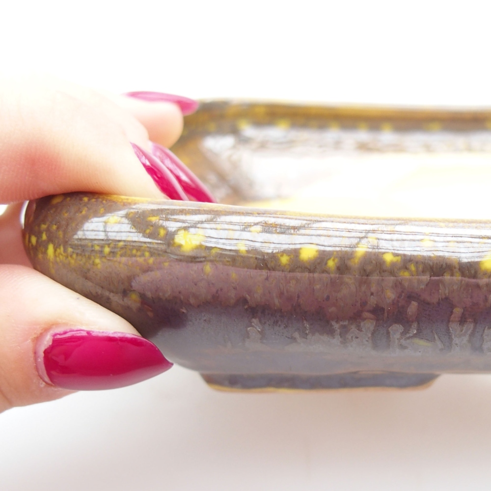 Bonsaischale aus Keramik 17 x 14 x 3,5 cm, gelb